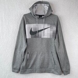Nike Dri-FIT Mens Grey Heathered Graphic Pullover Hoodie Standard Fit Medium